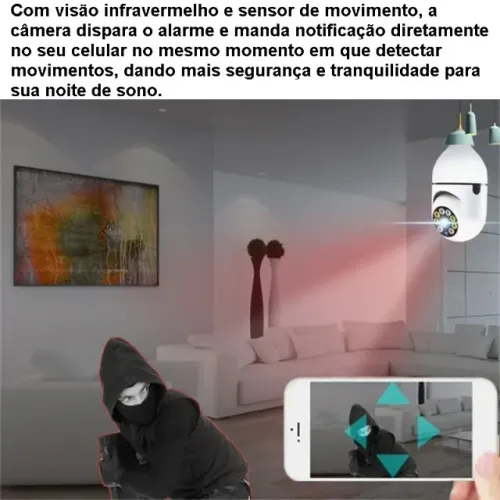 Câmera bocal Estilo lâmpada Acesso remoto pelo app celular
