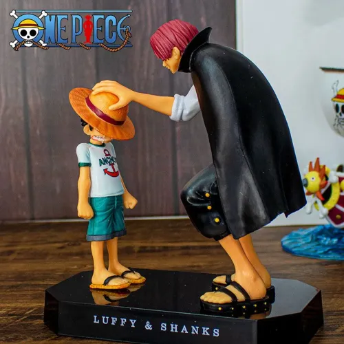 Boneco Luffy e Shanks One Piece Miniatura 18cm