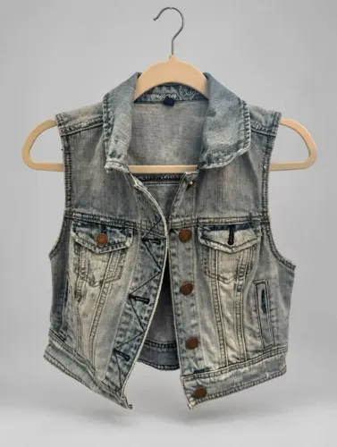 Colete Jeans American Eagle AE Feminino Tam S Lavagem Clara Seminovo