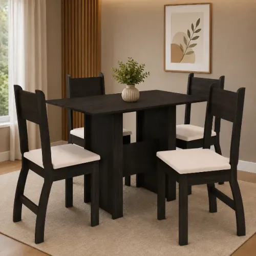 Mesa de jantar poliman com 4 cadeiras
