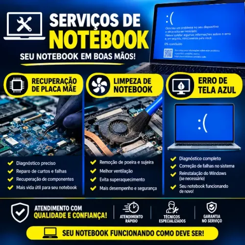 Erro de tela azul. Recuperação placa mãe notebook, Lmpeza de computador