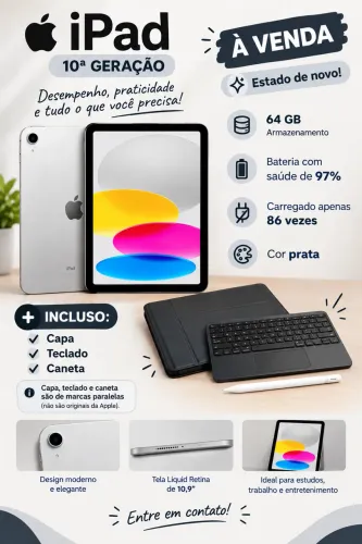 Vendo iPad 10ª geração 64gb prata
