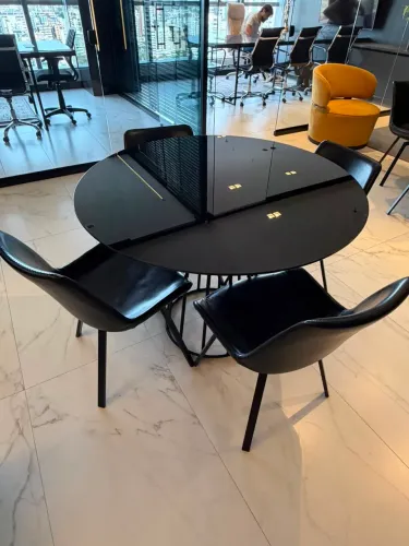 Cadeiras Pretas para Mesa de Reunião - 8 Unidades