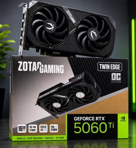 Placa de Vídeo Zotac Twin Edge OC NVIDIA GeForce RTX-5060Ti 16GB GDDR7 - ZT-B50620H-10M