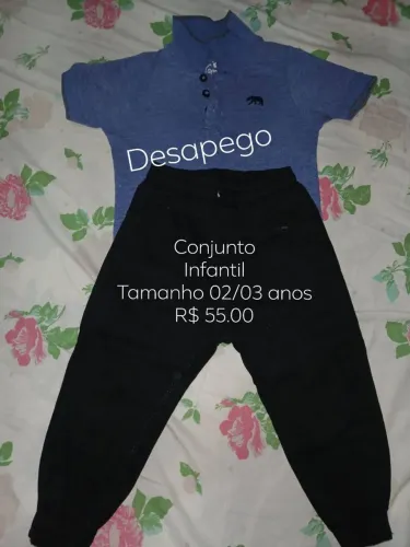 Desapego, conjunto infantil masculino. Calça jogger e blusa simples, tamanho 02/03 anos.