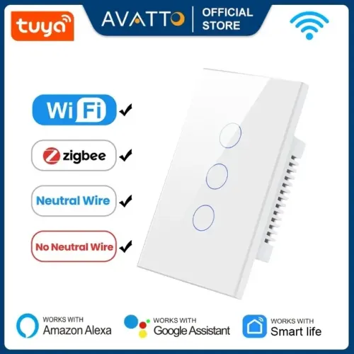 Interruptor tomada Inteligente Wifi Touch Wifi Até 4 Gangs Avatto Tuya - branco