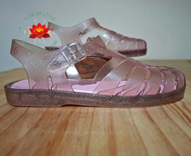 Sandália Rosa Glitter Melissa Tam.33/34