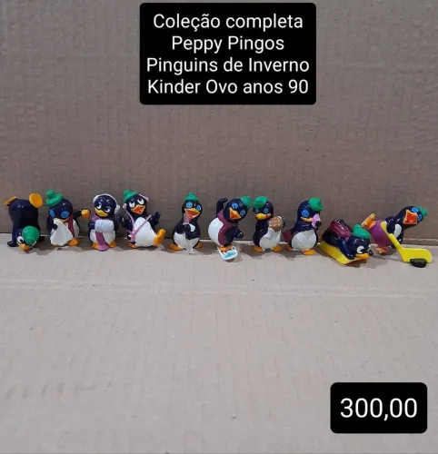 Coleção completa Peppy Pingos Pinguins de Inverno Kinder Ovo anos 90