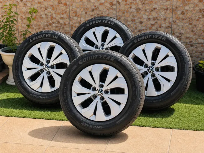 Pneu 16 205/60 R16 Goodyear + Rodas VW + Calotas - Kit Completo