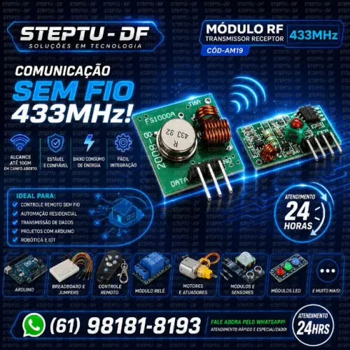 Módulo Rf Transmissor Receptor 433mhz Arduino Pic Raspberry Robotica COD-AM19