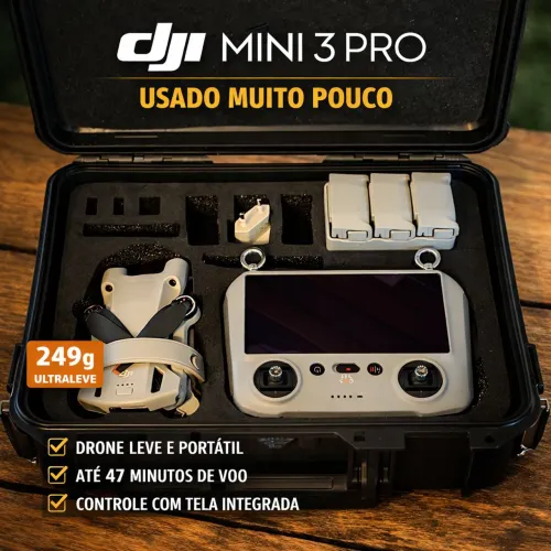 DJI Mini 3 Pro Fly More Kit Plus + Case Rígido - Praticamente Novo