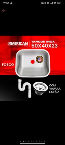 Cuba tanque área de serviço inox 50x40