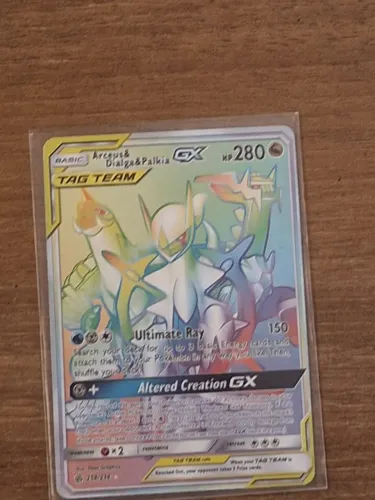 Carta Pokémon Arceus, Dialga e Palkia-GX (258/236) Aliados Rainbow Original 2019 Nova Rara