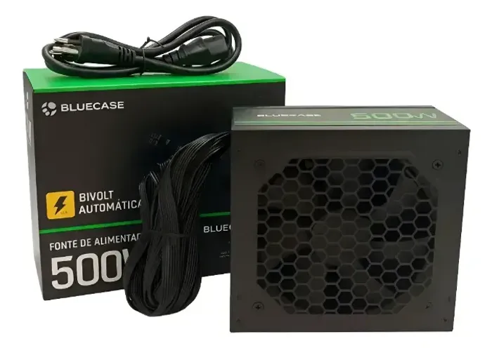 FONTE PC 500W ATX PS/2 BIVOLT AUTOMATICO C/ CABO C/ CAIXA BLUECASE BLU500-ATPS2 - DADO DIG