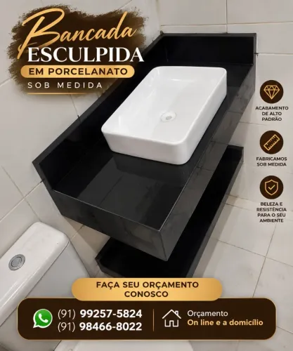 Bancada esculpida em porcelanato 