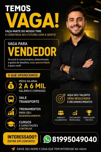 Vaga de Emprego - Vendedor (a)