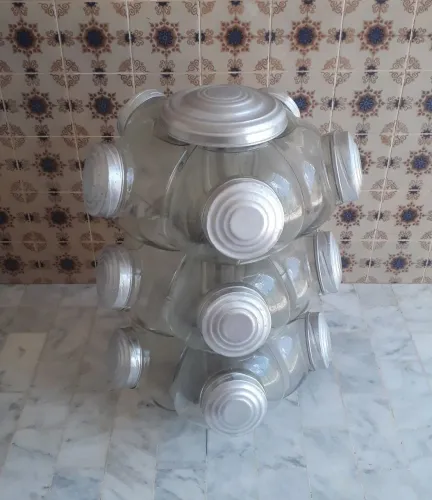 - ÓTIMO PREÇO. -  BOMBONIERE, BALEIRO, COM 15 POTES DE VIDRO GRANDE. 