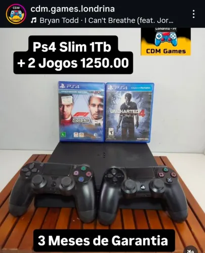 Ps4 Slim 1Tb + 2 Controles e 2 Jogos 1250.00 - Versão 13.52 - Não Aceito Oferta