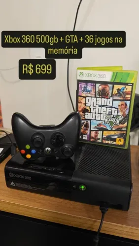 Xbox 360 500gb + GTA + jogos na memória