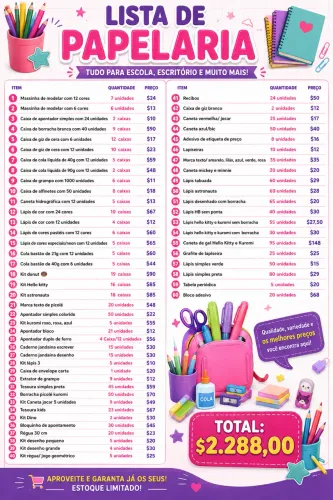 Matérias de papelaria para seu negócio 