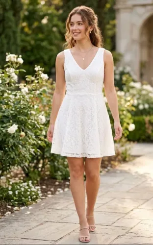 Vestido de Renda cor Offwhite Tam P Retirada Asa sul
