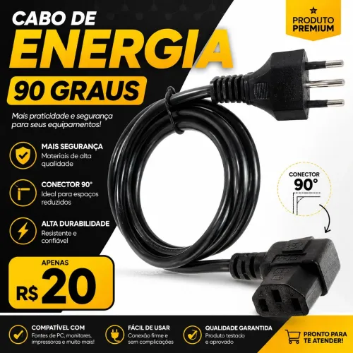 Cabo de energia 90 graus