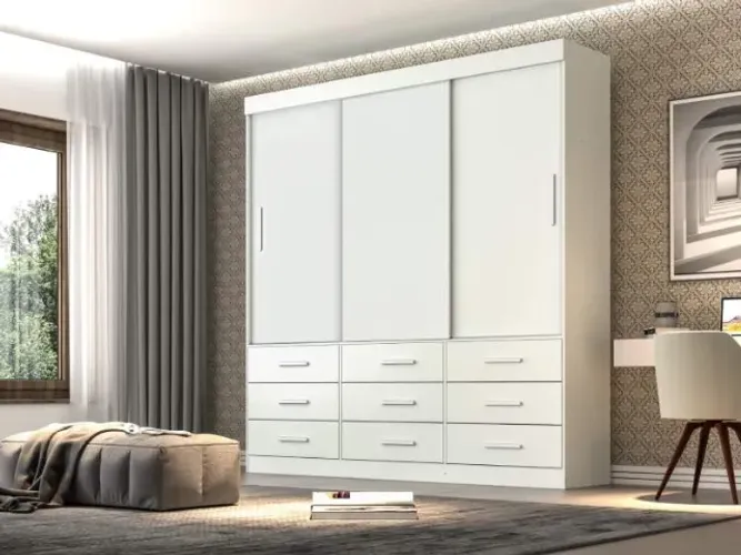 Roupeiro Star 3P9G Branco Salleto
