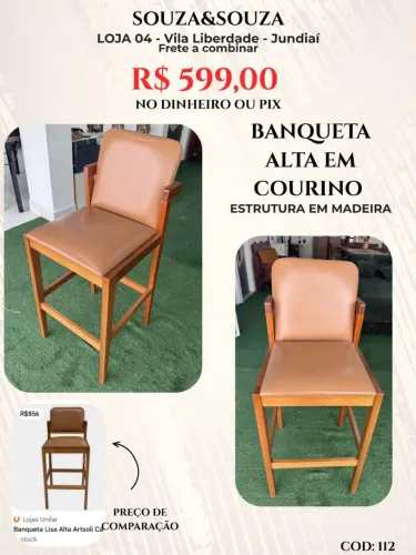Banqueta Alta em courino