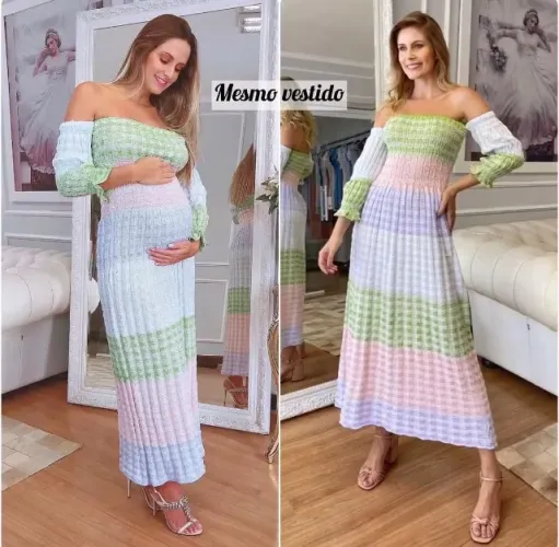 Vestido longo em tricot - veste do 36 ao 48