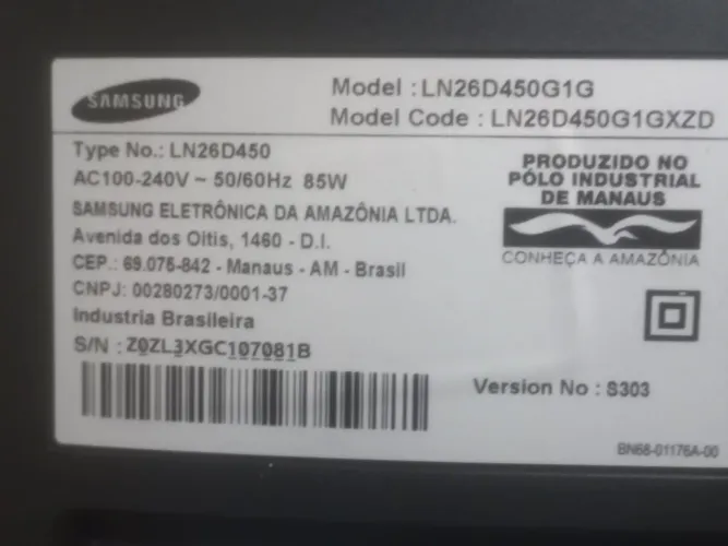 TV monitor samsungq ln26d450 tela ruim placas ok