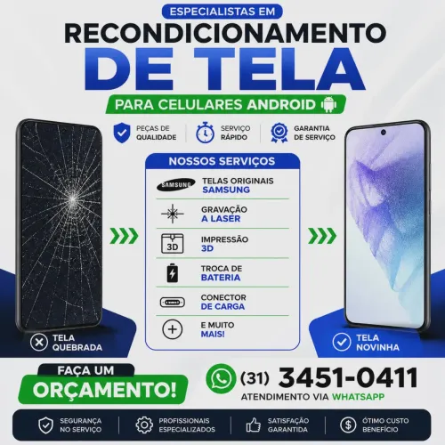 Recondicionamento ou conserto de telas de celular, Apple iPhone, Samsung, Motorola, Xiaomi
