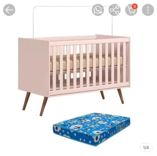 Berço americano rosa com colchão 
