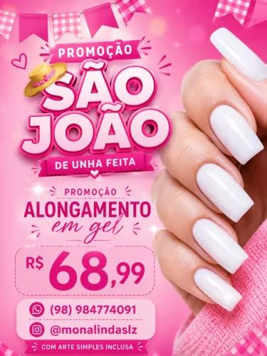 Promoção unha em gel alongamento banho de gel
