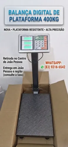 BALANÇA 400KG PLATAFORMA E PAINEL DIGITAL NOVA RECARREGAVEL