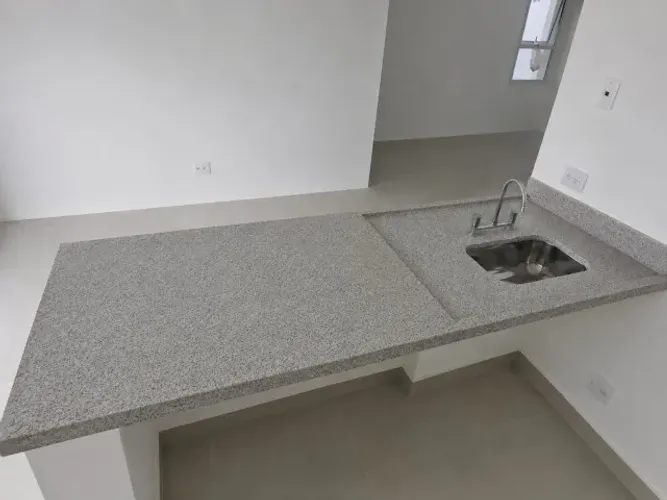 Bancada de Cozinha Grande - 204x80cm Granito Branco Siena + Cuba Tecnocuba 