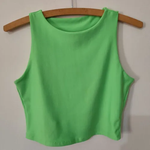 Blusa Cropped Regata feminina Verde Neon Nelsi Modas - Tam M
