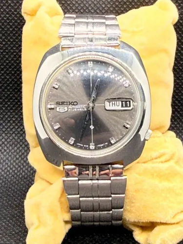 Seiko 5 Vintage Automático 21 Jewels Cinza Sunburst - Anos 70