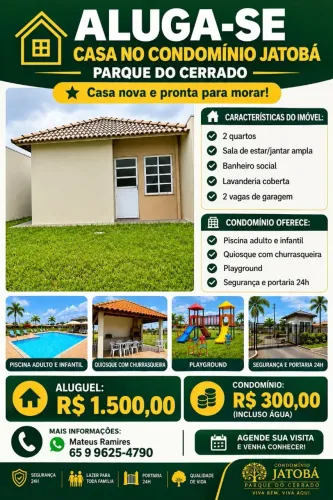 Aluga-se casa no Condomínio Parque Cerrado Jatobá