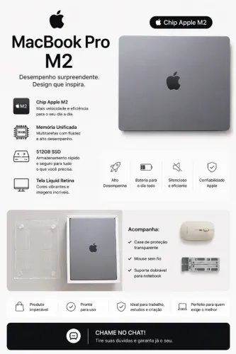 MacBook Pro m2 pro 16gb de ram e 512gb em até 12x