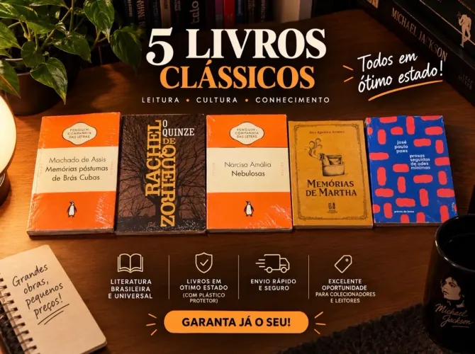 Kit com 5 Livros Clássicos - Machado de Assis, Rachel de Queiroz e Mais