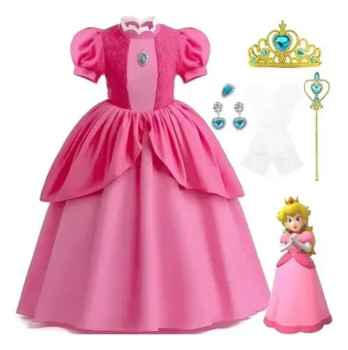 Vestido princesa pessego do mario bross