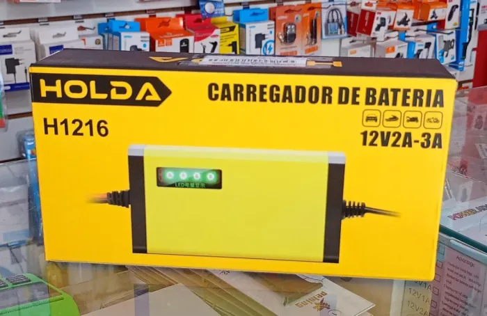 Carregador de Bateria Automotivo Inteligente Carro Moto Bivolt 12v 2A/3A - Novo
