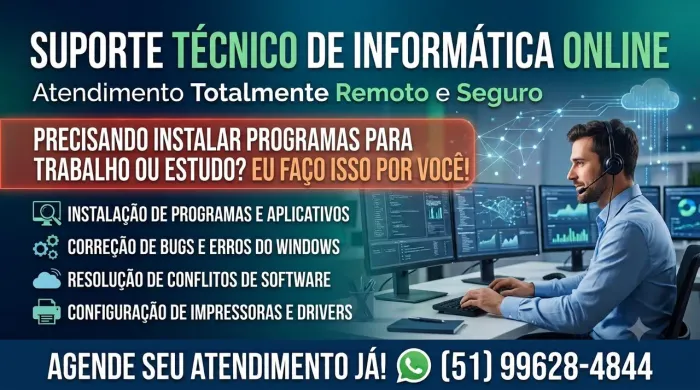 Suporte Informática Remoto: Instalação de programas (Office, Photoshop, CorelDRAW, etc)