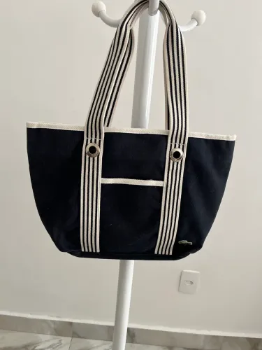 Bolsa tecido preta Lacoste 