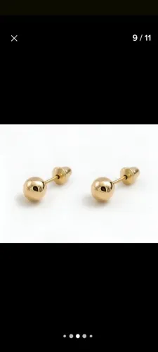 Par brinco bolinha ouro 18k 4 mm