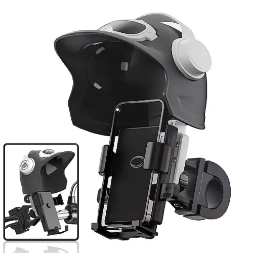 Suporte de Celular para Moto com Capacete, Proteção Solar e Chuva, Preto - Lehmox