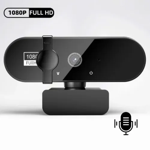 Webcam Full HD 1080P para PC e Notebook com Microfone e Tampa de Privacidade