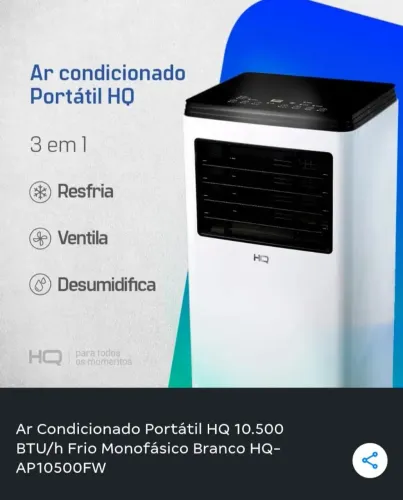 Ara condicionado portatil hq 10500 btus