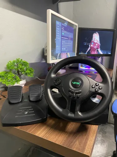 Volante Gamer com Pedal - PC, PS4, PS3, Xbox One/Series X|S e Nintendo Switch