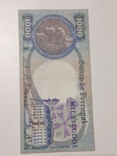 Nota Antiga Portugal 1000 Escudos 1967 - D. Maria II - MBC